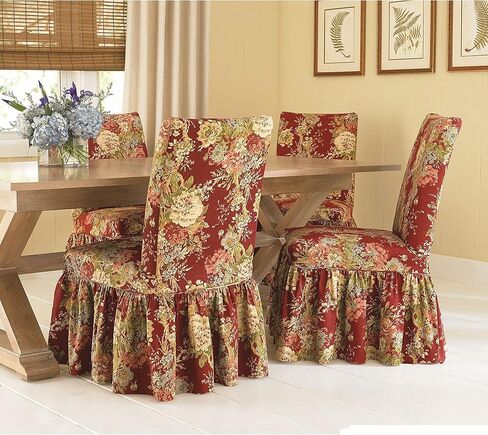 SureFit Ballad Bouquet من Waverly Slipcover (أحمر الخدود، كرسي الطعام) in Kuwait