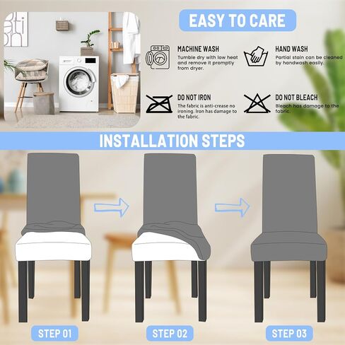 Dining Room Chair Covers 2 Packs, Stretch Kitchen Slipcovers Removable Washable Parsons Protector for Kitchen,Hotel,Restaurant, Ceremony Universal Size-Light Grey in Saudi Arabia