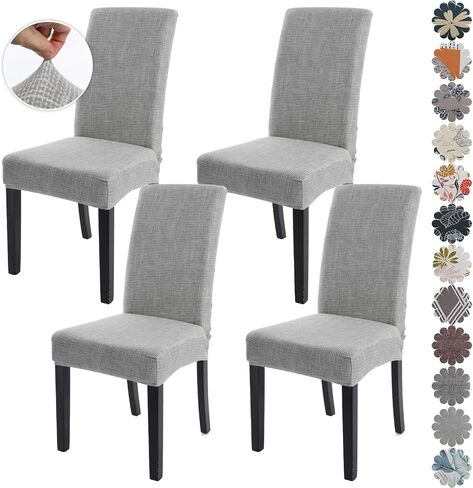 Dining Room Chair Covers 2 Packs, Stretch Kitchen Slipcovers Removable Washable Parsons Protector for Kitchen,Hotel,Restaurant, Ceremony Universal Size-Light Grey in Saudi Arabia