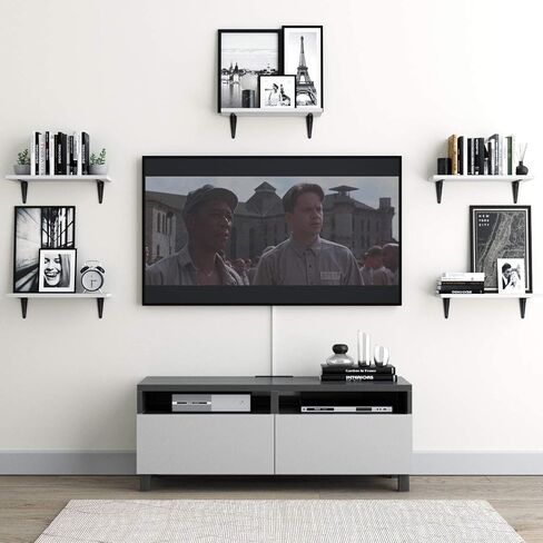 أرفف عائمة بيضاء من Wallniture Assisi للجدار، أرفف حائط خشبية لتنظيم المطبخ وتخزينه، مجموعة أرفف حائط مكونة من 5 قطع in Saudi Arabia