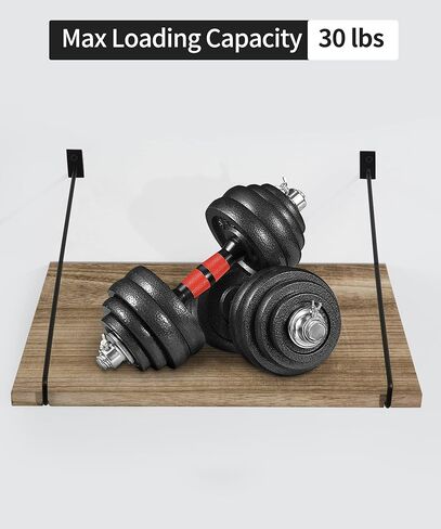 أرفف عائمة للجدار، أرفف عائمة عميقة على الحائط، أرفف حائط ريفية بطول 16 × عرض 12 بوصة، منظم مطبخ خشبي لتخزين غرفة المعيشة وغرفة النوم والحمام، مجموعة متفحمة من 2 in Kuwait