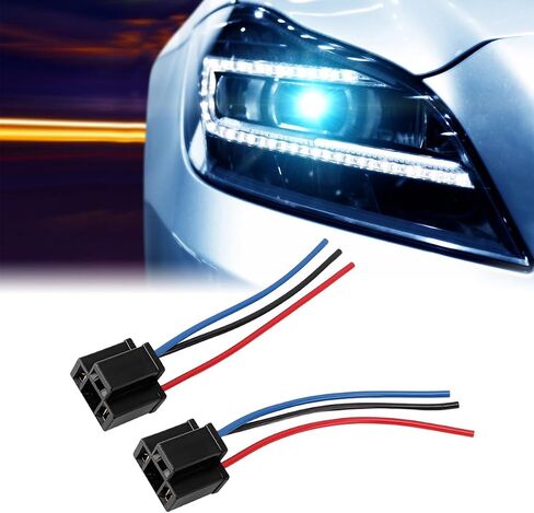 2PCS H4 Female Car Headlight Wire Socket Connector, 3 Wire Way Auto Power Plug Waterproof Electrical Connectors, Vehicle Light Holder Wiring Pigtail Adapter, Universal for Truck, Marine in Saudi Arabia