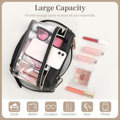 Clear Crossbody Bag, Clear Bag for Stadium Events, 1pc Clear Purse for Women Stadium Approved, Waterproof Clear Stadium Bag with Adjustable Shoulder Strap for Concerts Sports Events Festivals in Kuwait