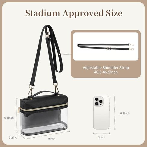 Clear Crossbody Bag, Clear Bag for Stadium Events, 1pc Clear Purse for Women Stadium Approved, Waterproof Clear Stadium Bag with Adjustable Shoulder Strap for Concerts Sports Events Festivals in Kuwait