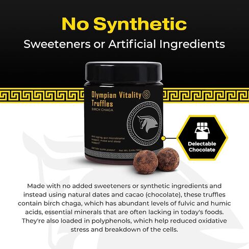 Olympian Vitality Truffles | Natural Gut Health Dessert & Gut Detox Supplement + Sleep Support | Humic & Fulvic Acid Organic Pure Cacao & Date | Non GMO & Organic | Spartan Bee Bread Brand in Kuwait