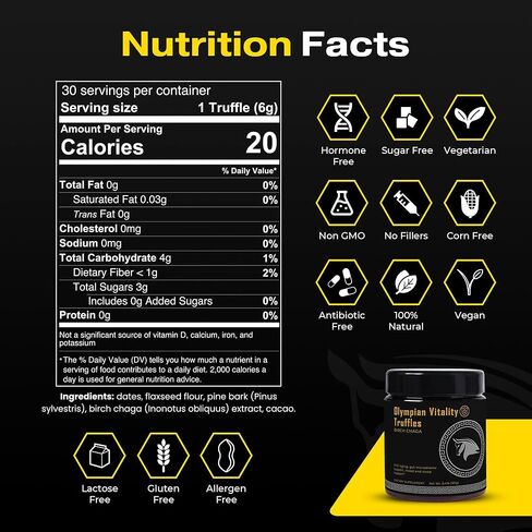 Olympian Vitality Truffles | Natural Gut Health Dessert & Gut Detox Supplement + Sleep Support | Humic & Fulvic Acid Organic Pure Cacao & Date | Non GMO & Organic | Spartan Bee Bread Brand in Kuwait