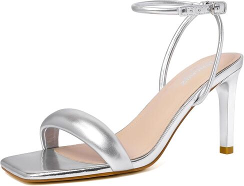 RIBONGZ Womens Sandals Dressy Gold Strappy Square Open Toe Chunky Heels Ankle Strap Kitten Sexy High Heels Prom Wedding Party Evening Summer Bridal Shoes in Saudi Arabia