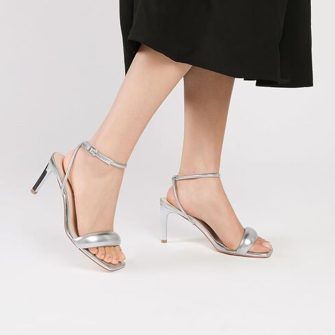 RIBONGZ Womens Sandals Dressy Gold Strappy Square Open Toe Chunky Heels Ankle Strap Kitten Sexy High Heels Prom Wedding Party Evening Summer Bridal Shoes in Saudi Arabia
