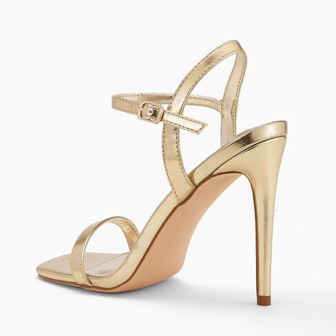 Elisabet Tang Women's High Heeled Sandals 4 Inch Strappy Sling Back Stiletto Open Square Toe Heels with Ankle Straps at Wedding Party Prom Work Dating in Saudi Arabia
