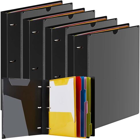 Jetec 4 Pack Project Organizer Binder Include 24 Subject Divider with Tabs and 8 Plastic Binder Pocket 1 Inch 3 Ring Binder Notebook for School Office Supplies(Black) in Saudi Arabia