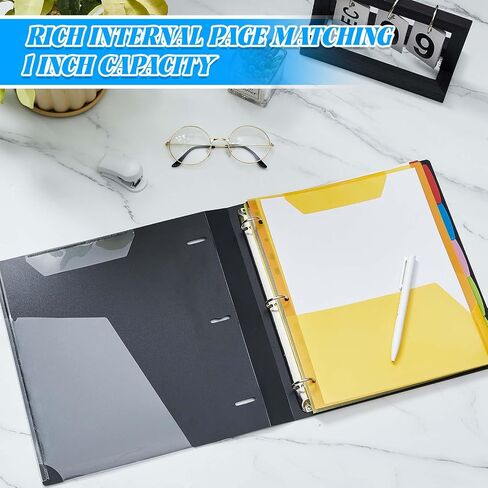 Jetec 4 Pack Project Organizer Binder Include 24 Subject Divider with Tabs and 8 Plastic Binder Pocket 1 Inch 3 Ring Binder Notebook for School Office Supplies(Black) in Saudi Arabia