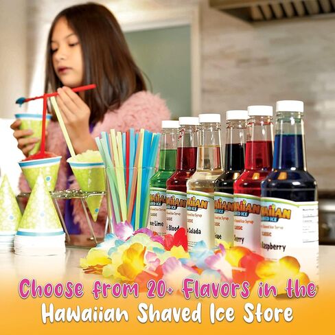 Hawaiian Shaved Ice Cups and Straws Set: 25 - 6oz. Durable Waxed Paper Snow Cone Cups plus 25 Plastic Spoon Straws, Multi-Colored in Saudi Arabia