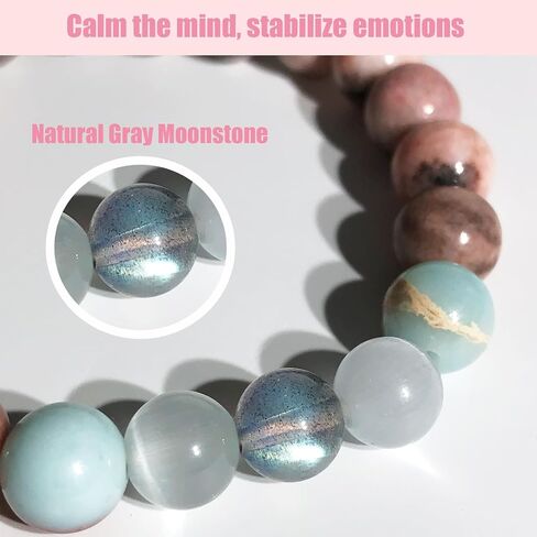 Healing Bracelets for Women Handmade Beaded Moonstone Crystal Bracelet Healing Prayers Crystal Bracelet, 8mm Natural Stone Anti Anxiety Stress Relief Get Well Soon Gifts For Women Teen Girls in Saudi Arabia