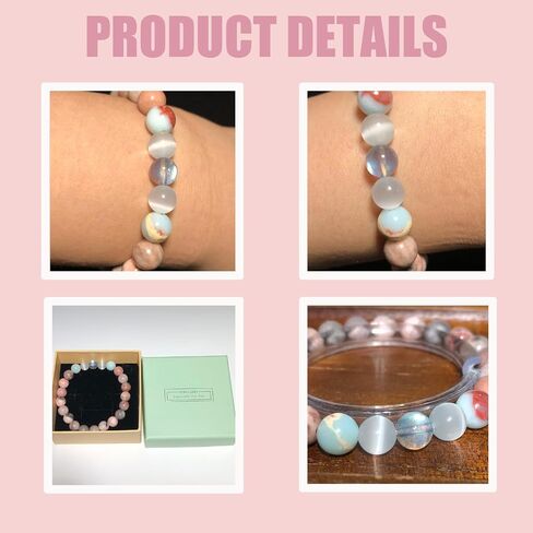 Healing Bracelets for Women Handmade Beaded Moonstone Crystal Bracelet Healing Prayers Crystal Bracelet, 8mm Natural Stone Anti Anxiety Stress Relief Get Well Soon Gifts For Women Teen Girls in Saudi Arabia