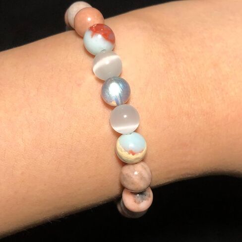 Healing Bracelets for Women Handmade Beaded Moonstone Crystal Bracelet Healing Prayers Crystal Bracelet, 8mm Natural Stone Anti Anxiety Stress Relief Get Well Soon Gifts For Women Teen Girls in Saudi Arabia