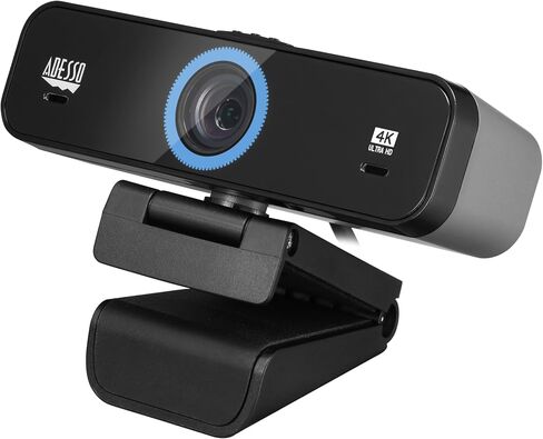 كاميرا ويب Adesso CyberTrack K4 4K Ultra HD بتركيز ثابت USB مع زاوية رؤية قابلة للتعديل، ميكروفونات مزدوجة مدمجة، مفتاح صوت/فيديو للخصوصية وحامل ثلاثي القوائم in Saudi Arabia