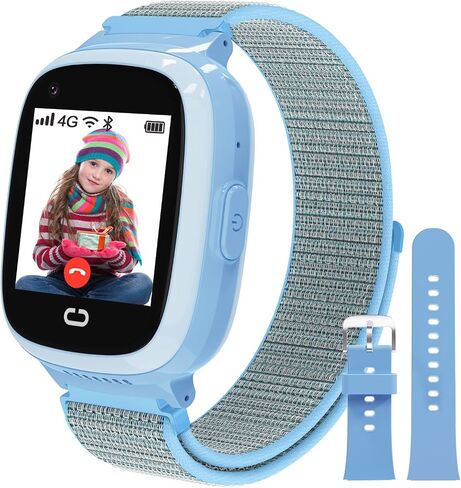 PTHTECHUS 4G Kids Smart Watch with SIM Card, Kids GPS Watch with Video Call Voice Chat WiFi/GPS/Call SOS Chat Bluetooth Camera Music Alarm Clock, Wrist Watch for 5-12 Girls Boys in Saudi Arabia