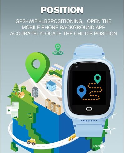 PTHTECHUS 4G Kids Smart Watch with SIM Card, Kids GPS Watch with Video Call Voice Chat WiFi/GPS/Call SOS Chat Bluetooth Camera Music Alarm Clock, Wrist Watch for 5-12 Girls Boys in Saudi Arabia