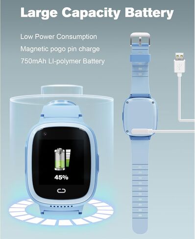 PTHTECHUS 4G Kids Smart Watch with SIM Card, Kids GPS Watch with Video Call Voice Chat WiFi/GPS/Call SOS Chat Bluetooth Camera Music Alarm Clock, Wrist Watch for 5-12 Girls Boys in Saudi Arabia