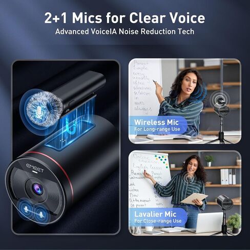 EMEET Streamcam One(Gen 2)， Wireless Live Streaming Camera, 1080P HD Webcam, Detachable Mic & 2 Built-in Noise Reduction Mics, Multi-cam Support, 8H Streaming Battery in Saudi Arabia