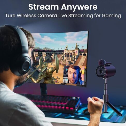 EMEET Streamcam One(Gen 2)， Wireless Live Streaming Camera, 1080P HD Webcam, Detachable Mic & 2 Built-in Noise Reduction Mics, Multi-cam Support, 8H Streaming Battery in Saudi Arabia
