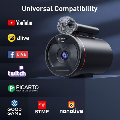 EMEET Streamcam One(Gen 2)， Wireless Live Streaming Camera, 1080P HD Webcam, Detachable Mic & 2 Built-in Noise Reduction Mics, Multi-cam Support, 8H Streaming Battery in Saudi Arabia