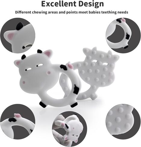 Silicone Baby Teether 6-12 Months,Infant Teether Easy to Hold Teething Rings for Babies,Chick Baby Teether Toy for 0-6 Months Teething Relief Toys for Baby (Dark Pink) in Saudi Arabia