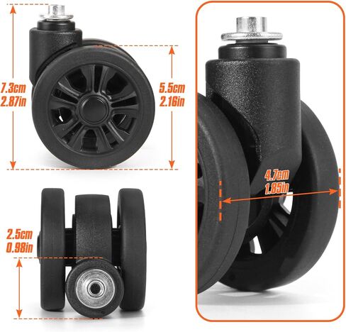 2 Pack Luggage Replacement Wheels, Universal Suitcase Swivel Caster Wheels, Rubber Suitcase Trolley Wheels Repair Kit Luggage Wheels Replacement, OD 55 mm in Saudi Arabia