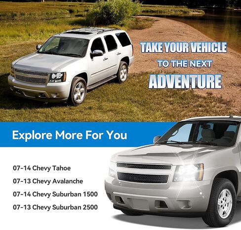 مجموعة المصابيح الأمامية متوافقة مع 2007-2014 Chevy Tahoe Suburban 1500 2500/07-13 مصباح أمامي أفالانش، غطاء كروم عاكس شفاف 2008 09 10 11 12 in Kuwait