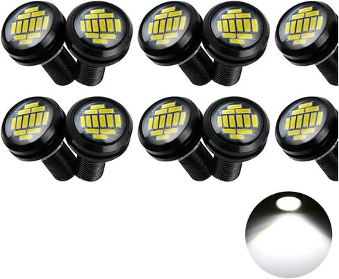 مصابيح LED على شكل عين النسر، مصابيح LED نحيفة للغاية 23 مم 12SMD أثناء النهار، مصابيح إشارة الانعطاف العكسية للفرامل، مصابيح احتياطية للسيارة والدراجات النارية والشاحنات RV 12 فولت (أبيض، 10 قطع) in Kuwait