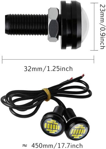مصابيح LED على شكل عين النسر، مصابيح LED نحيفة للغاية 23 مم 12SMD أثناء النهار، مصابيح إشارة الانعطاف العكسية للفرامل، مصابيح احتياطية للسيارة والدراجات النارية والشاحنات RV 12 فولت (أبيض، 10 قطع) in Kuwait