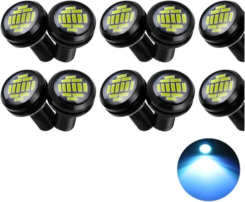 مصابيح LED على شكل عين النسر، مصابيح LED نحيفة للغاية 23 مم 12SMD أثناء النهار، مصابيح إشارة الانعطاف العكسية للفرامل، مصابيح احتياطية للسيارة والدراجات النارية والشاحنات RV 12 فولت (أبيض، 10 قطع) in Kuwait