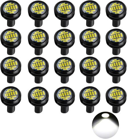 مصابيح LED على شكل عين النسر، مصابيح LED نحيفة للغاية 23 مم 12SMD أثناء النهار، مصابيح إشارة الانعطاف العكسية للفرامل، مصابيح احتياطية للسيارة والدراجات النارية والشاحنات RV 12 فولت (أبيض، 10 قطع) in Kuwait
