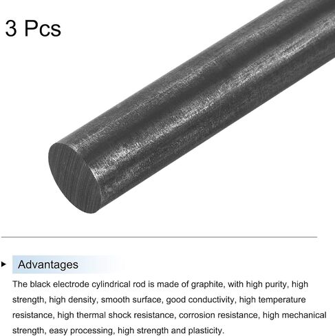 MECCANIXITY Graphite Rod, Graphite Stirring Rod Cylinder Stick Carbon Rod 305x20mm Black for Electrode, Melting Casting, Crucibles, Pack of 3 in Saudi Arabia