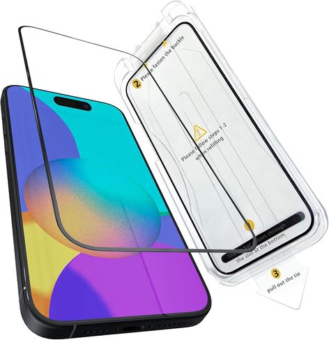 واقي شاشة ONES iPhone 15 9H Ultraglass [من الدرجة العسكرية] طبقة تغطية كاملة من الزجاج المقوى المقاوم للكسر لهاتف iPhone 15 مع تصميم شبكة الغبار ومجموعة المحاذاة التلقائية، عبوة واحدة in Kuwait