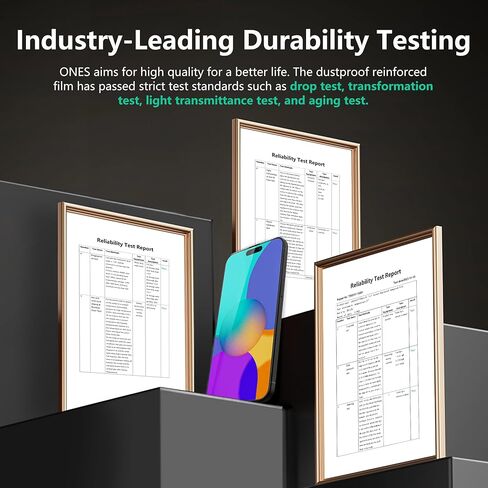 واقي شاشة ONES iPhone 15 9H Ultraglass [من الدرجة العسكرية] طبقة تغطية كاملة من الزجاج المقوى المقاوم للكسر لهاتف iPhone 15 مع تصميم شبكة الغبار ومجموعة المحاذاة التلقائية، عبوة واحدة in Kuwait