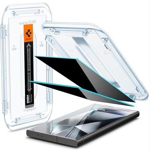 واقي شاشة من الزجاج المقوى من Spigen [GlasTR EZ FIT - الخصوصية] مصمم لهاتف Galaxy S24 Ultra [صديق للحافظة] - عبوتان in Saudi Arabia