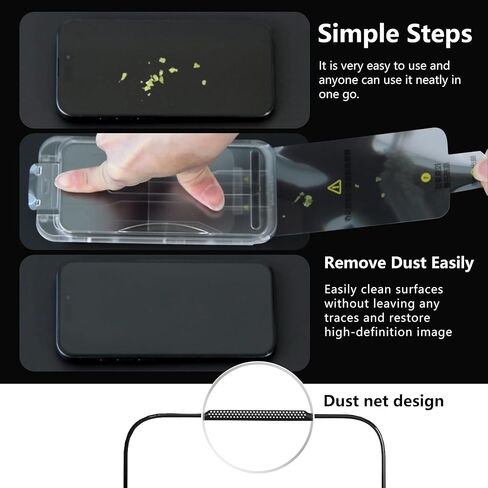 واقي شاشة ONES iPhone 15 9H Ultraglass [من الدرجة العسكرية] طبقة تغطية كاملة من الزجاج المقوى المقاوم للكسر لهاتف iPhone 15 مع تصميم شبكة الغبار ومجموعة المحاذاة التلقائية، عبوة واحدة in Kuwait