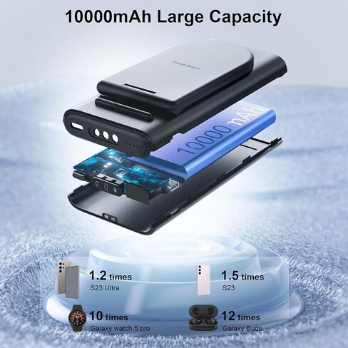 شاحن محمول لهاتف سامسونج، بنك طاقة 10000 مللي أمبير في الساعة 3 في 1 محطة شحن لاسلكية لهاتف Samsung Galaxy S24 Ultra/S24/S23 Ultra/S23/S22، Galaxy Watch 6/6 Classic/5/5 Pro/4، Galaxy Buds 2 Pro/2 in Kuwait