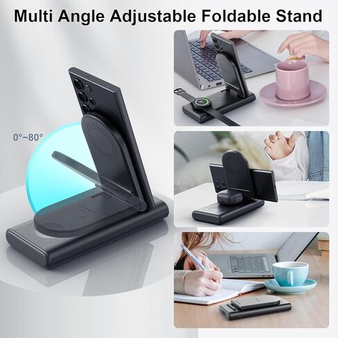 شاحن محمول لهاتف سامسونج، بنك طاقة 10000 مللي أمبير في الساعة 3 في 1 محطة شحن لاسلكية لهاتف Samsung Galaxy S24 Ultra/S24/S23 Ultra/S23/S22، Galaxy Watch 6/6 Classic/5/5 Pro/4، Galaxy Buds 2 Pro/2 in Kuwait