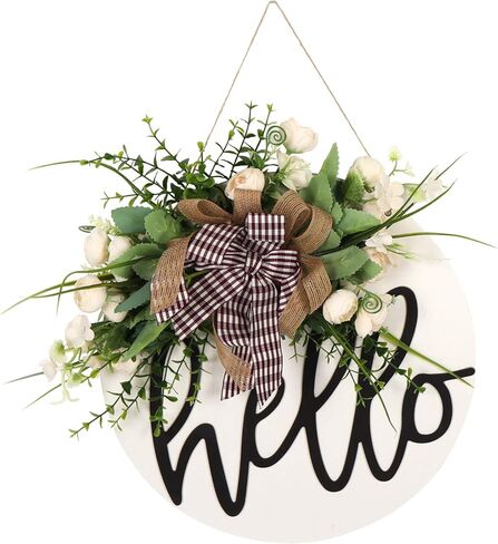 Welcome sign for front door Round Wood Sign Hanging Welcome Sign for Farmhouse porch Spring Welcome Sign Front Door Decoration in Saudi Arabia