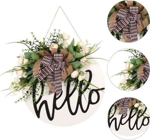 Welcome sign for front door Round Wood Sign Hanging Welcome Sign for Farmhouse porch Spring Welcome Sign Front Door Decoration in Saudi Arabia