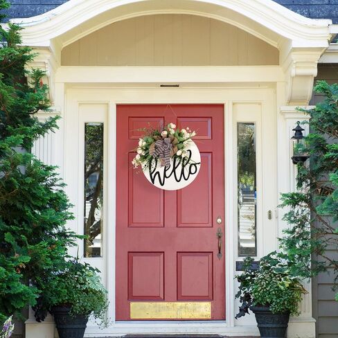 Welcome sign for front door Round Wood Sign Hanging Welcome Sign for Farmhouse porch Spring Welcome Sign Front Door Decoration in Saudi Arabia