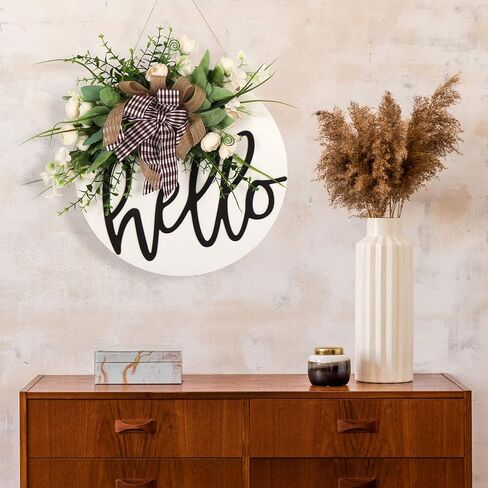 Welcome sign for front door Round Wood Sign Hanging Welcome Sign for Farmhouse porch Spring Welcome Sign Front Door Decoration in Saudi Arabia