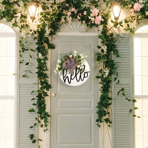 Welcome sign for front door Round Wood Sign Hanging Welcome Sign for Farmhouse porch Spring Welcome Sign Front Door Decoration in Saudi Arabia
