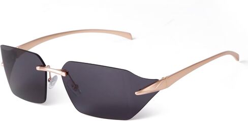 Retro Punk Sunglasses for Big Heads Men Women, Rimless Wrap Around Fashion Shades for Men Shield Sunglasses in Saudi Arabia