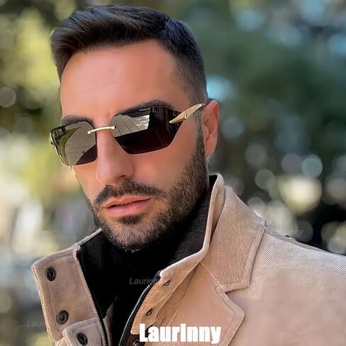 Retro Punk Sunglasses for Big Heads Men Women, Rimless Wrap Around Fashion Shades for Men Shield Sunglasses in Saudi Arabia