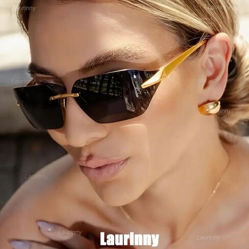 Retro Punk Sunglasses for Big Heads Men Women, Rimless Wrap Around Fashion Shades for Men Shield Sunglasses in Saudi Arabia