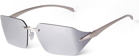 Retro Punk Sunglasses for Big Heads Men Women, Rimless Wrap Around Fashion Shades for Men Shield Sunglasses in Saudi Arabia