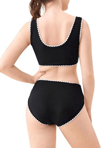 OYOANGLE Girl's 2 Piece Bikini Set Colorblock Scoop Neck Sleeveless Wireless Swimwear Bathing Suits in Saudi Arabia
